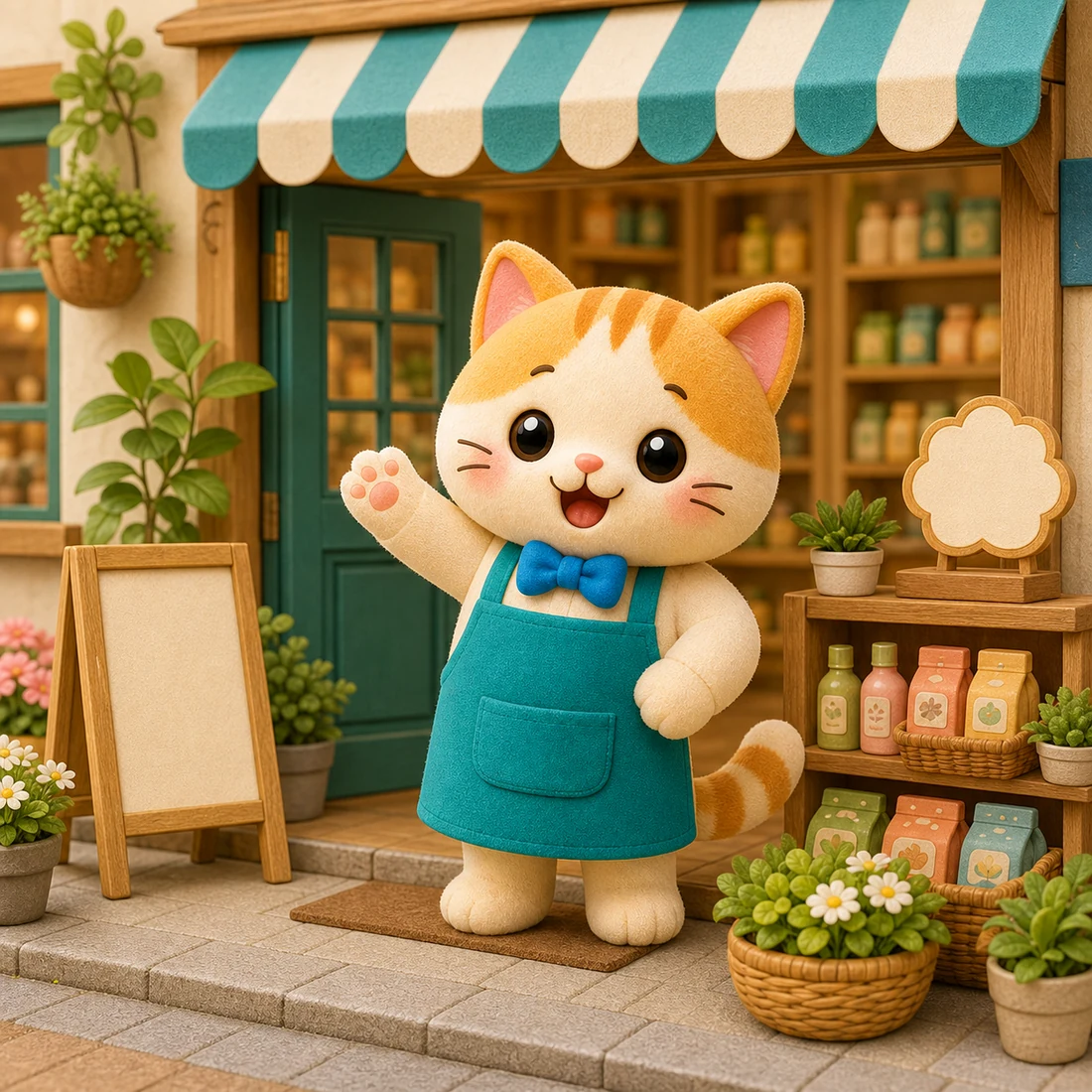ねこのキャラクターがお店らしさを伝えているイラスト