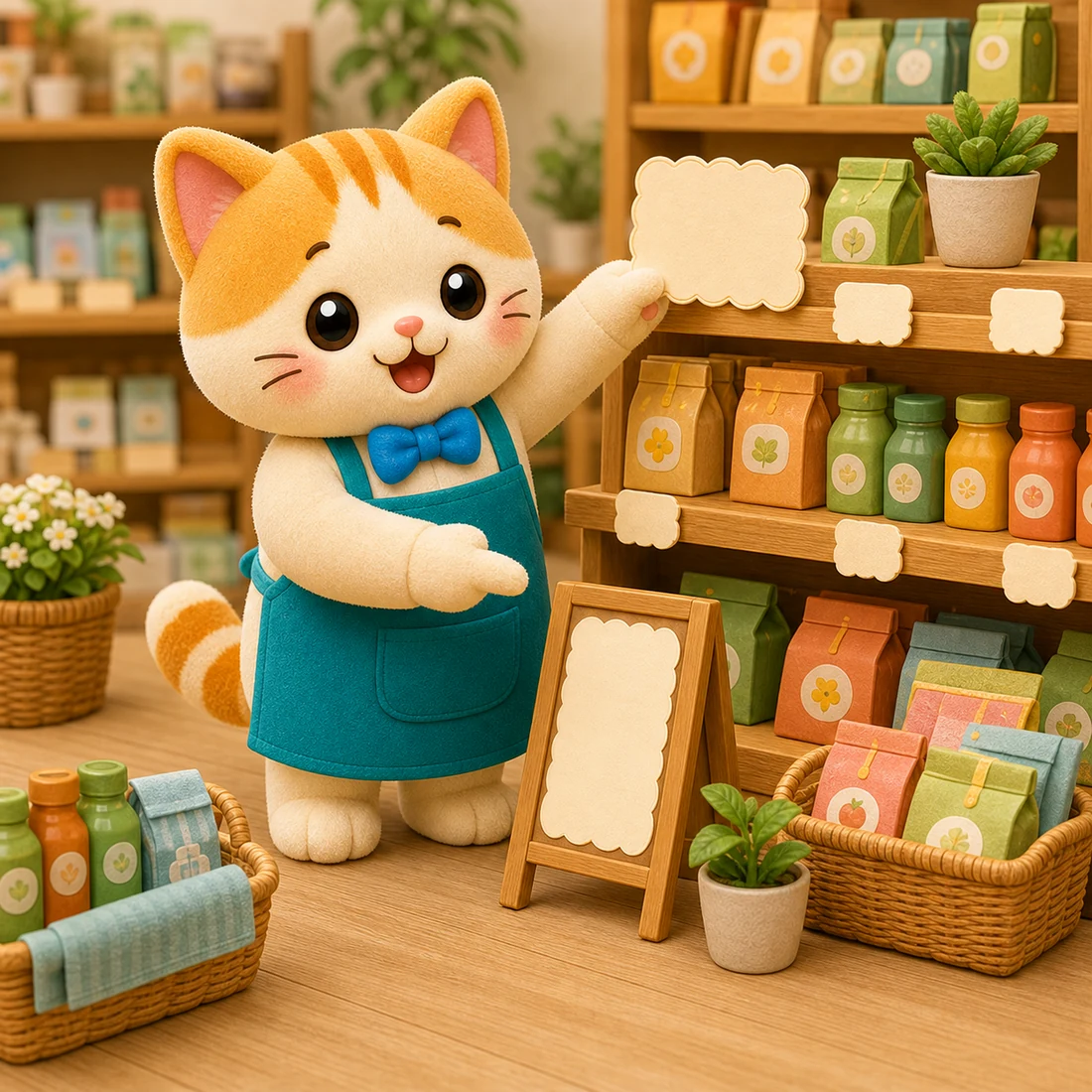店頭POPで使うねこのキャラクターイラスト