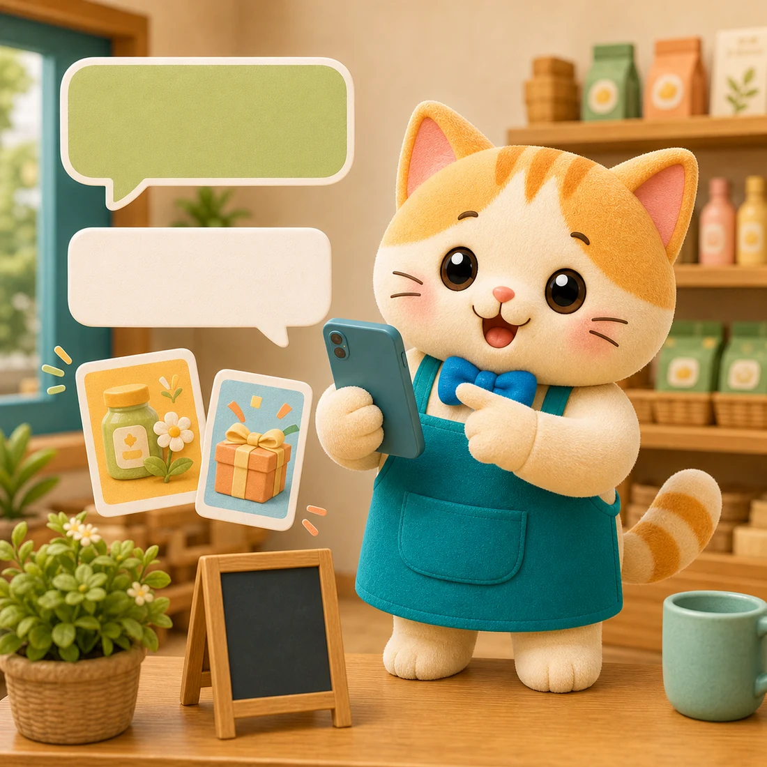 SNSやLINEのお知らせで使うねこのキャラクターイラスト